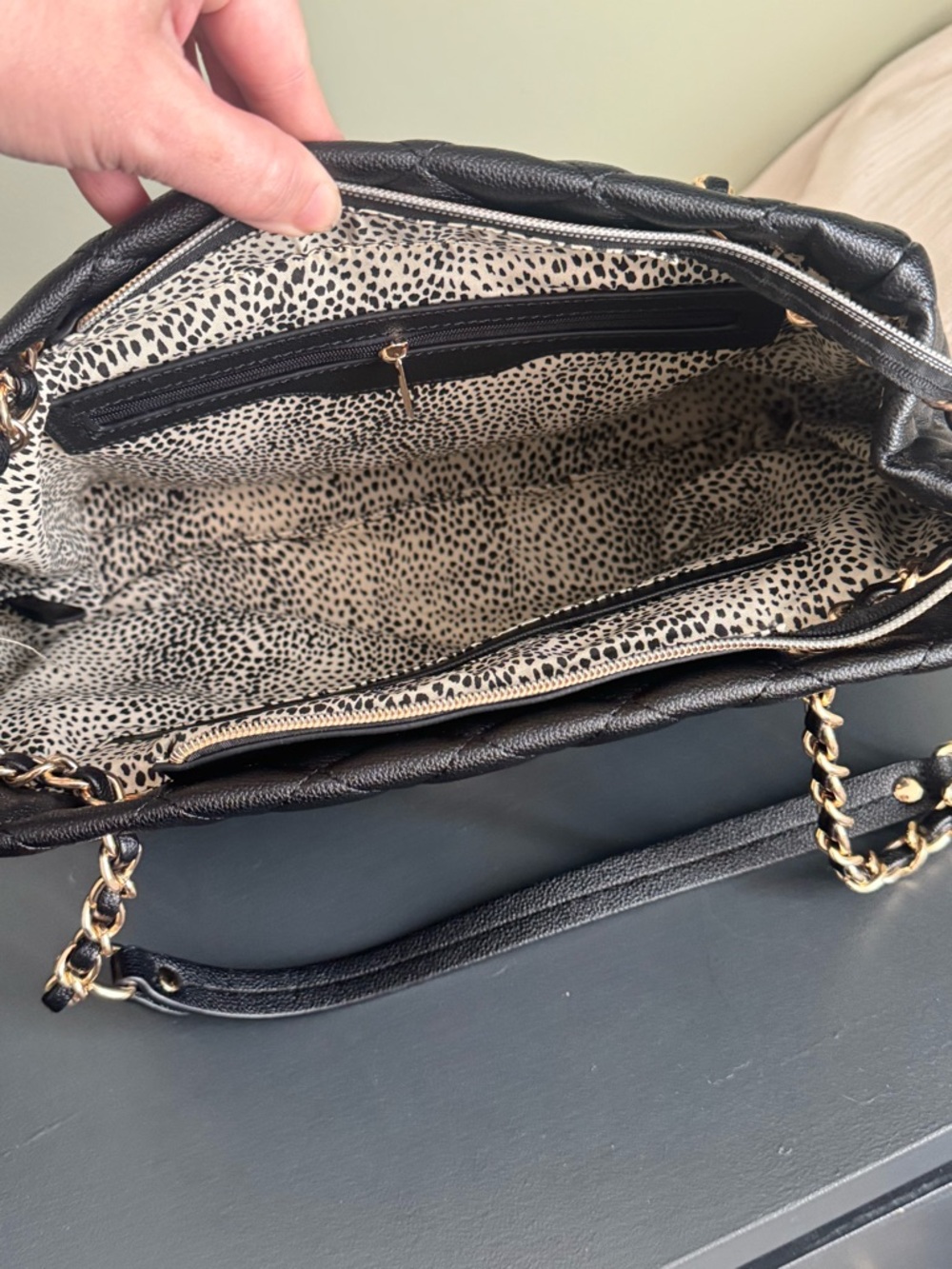 Ello Black diamond Quilted “Shirley”Shoulder Bag Vegan caviar texture Leather - Picture 16 of 16
